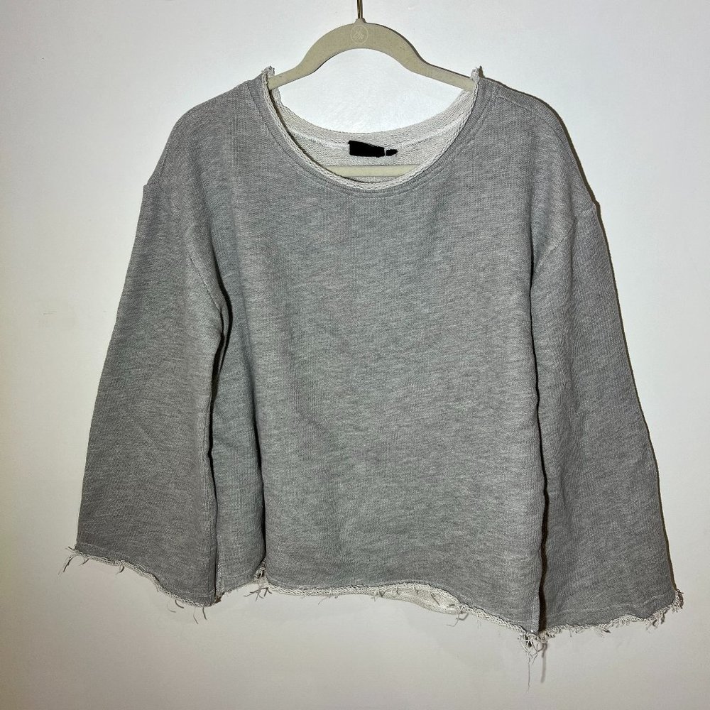 Urban Outfitters Out from Under Grey Frayed Hem Crop Sweatshirt, Size Medium
